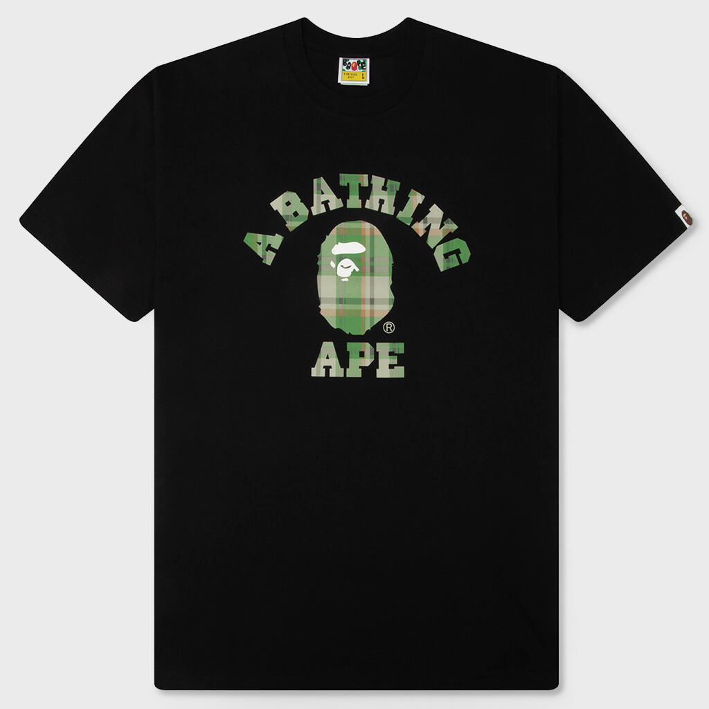 BAPE Check College Tee - Black/Green