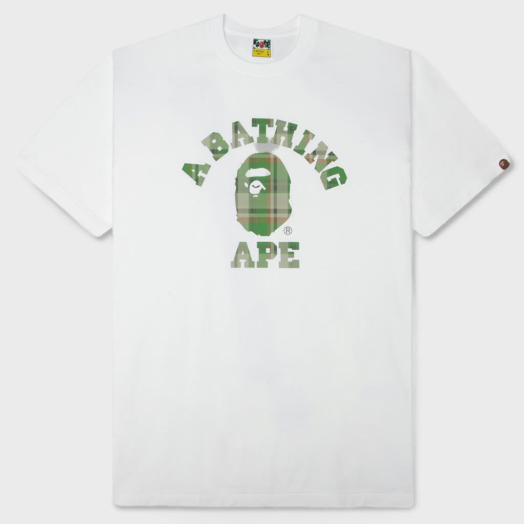 BAPE Check College Tee - White/Green