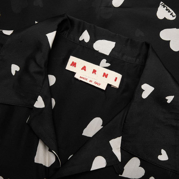 Marni heart logo-print silk shirt - BHN99 BLACK