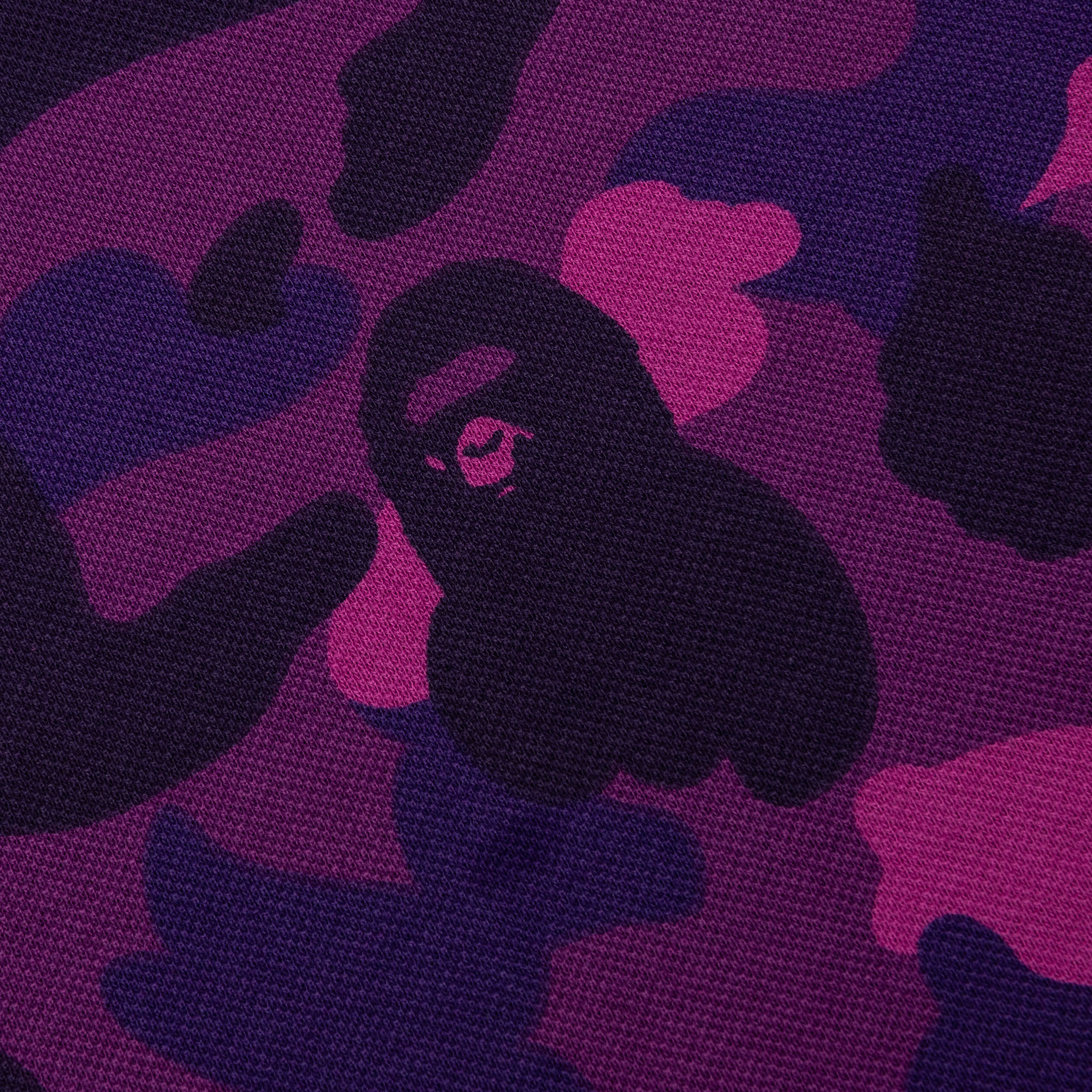 カラーカモの大きな猿の頭リラックスしたフィットポロシャツ - 紫色