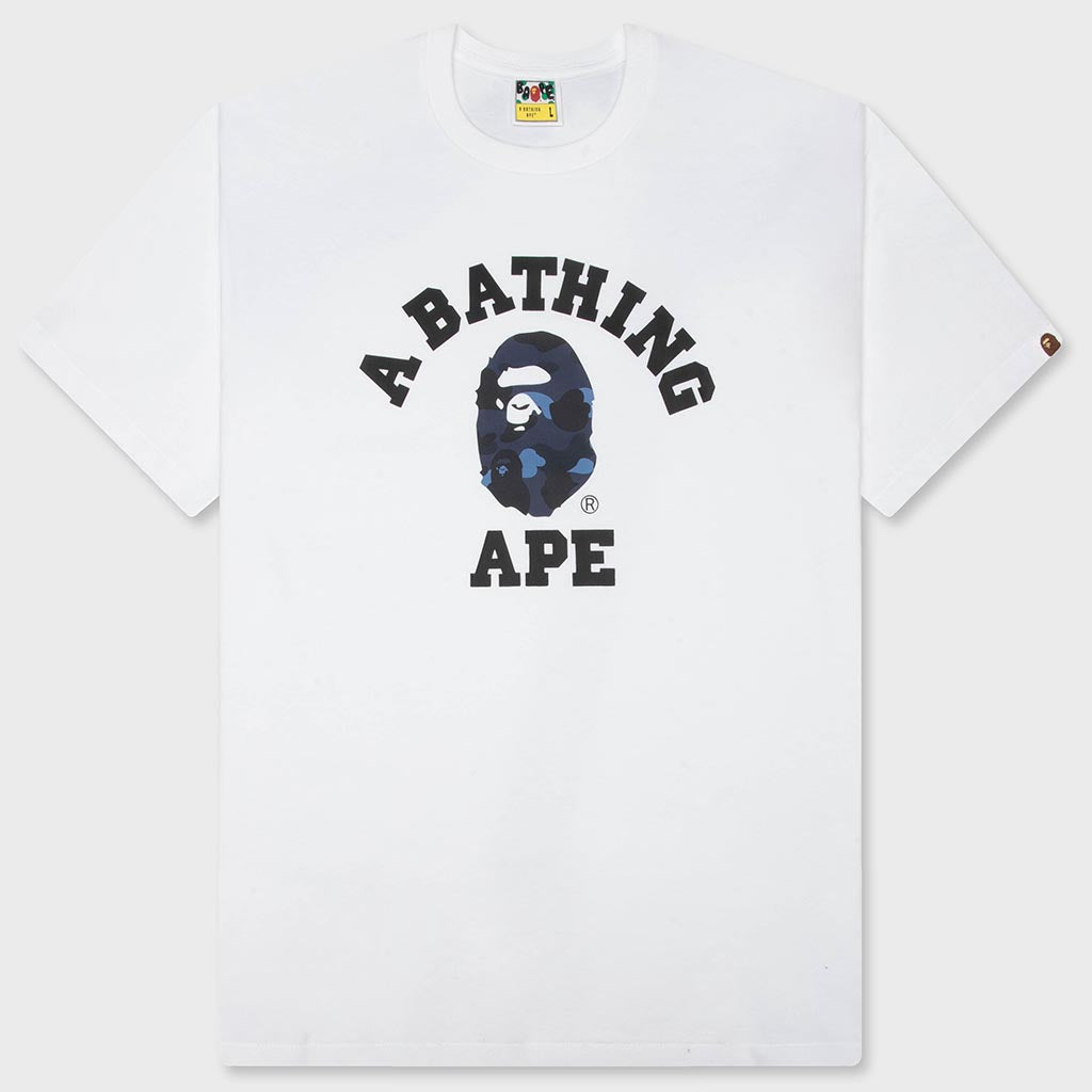 Color Camo College Tee - White/Navy