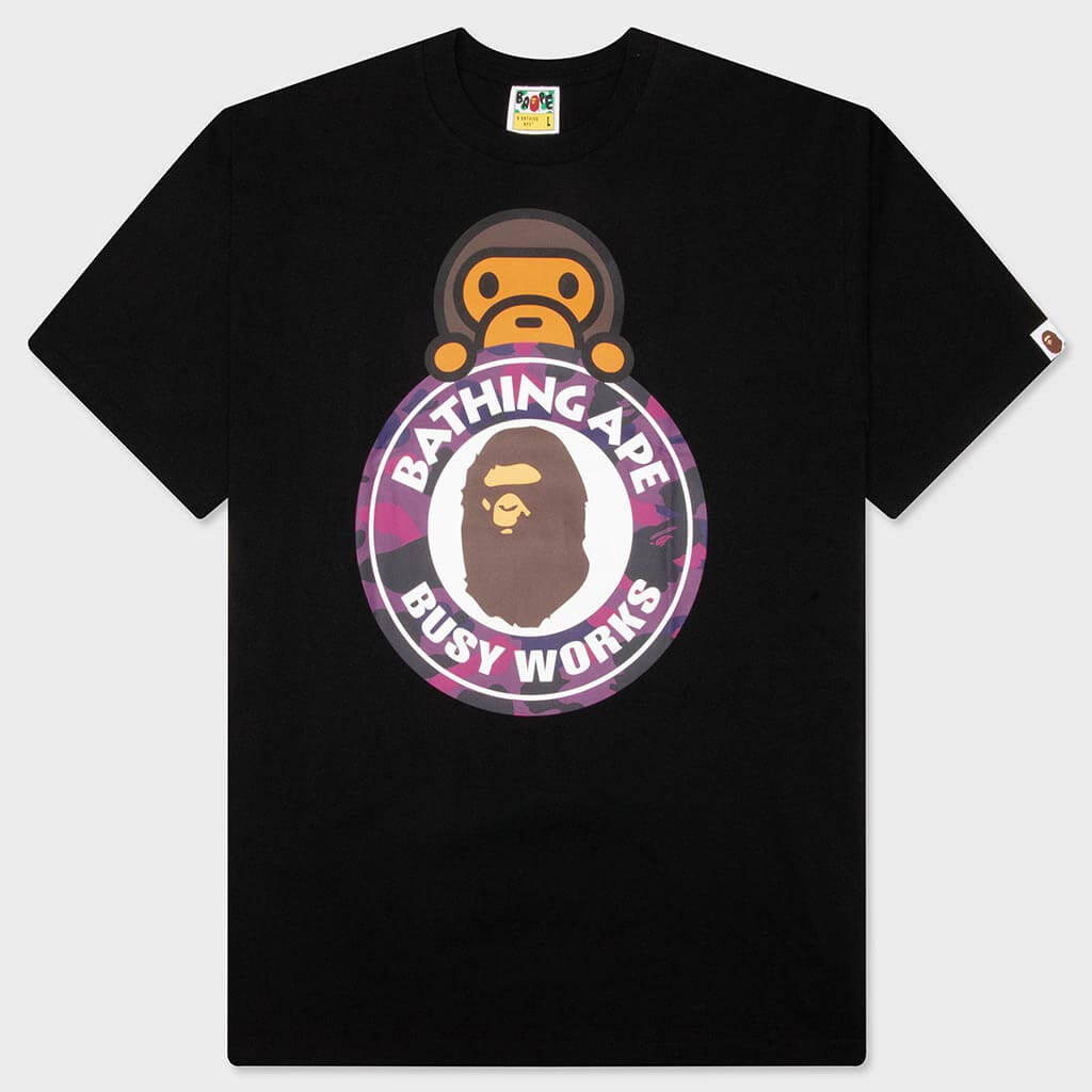 Color Camo Milo On Busy Works Tee - Black/Purple