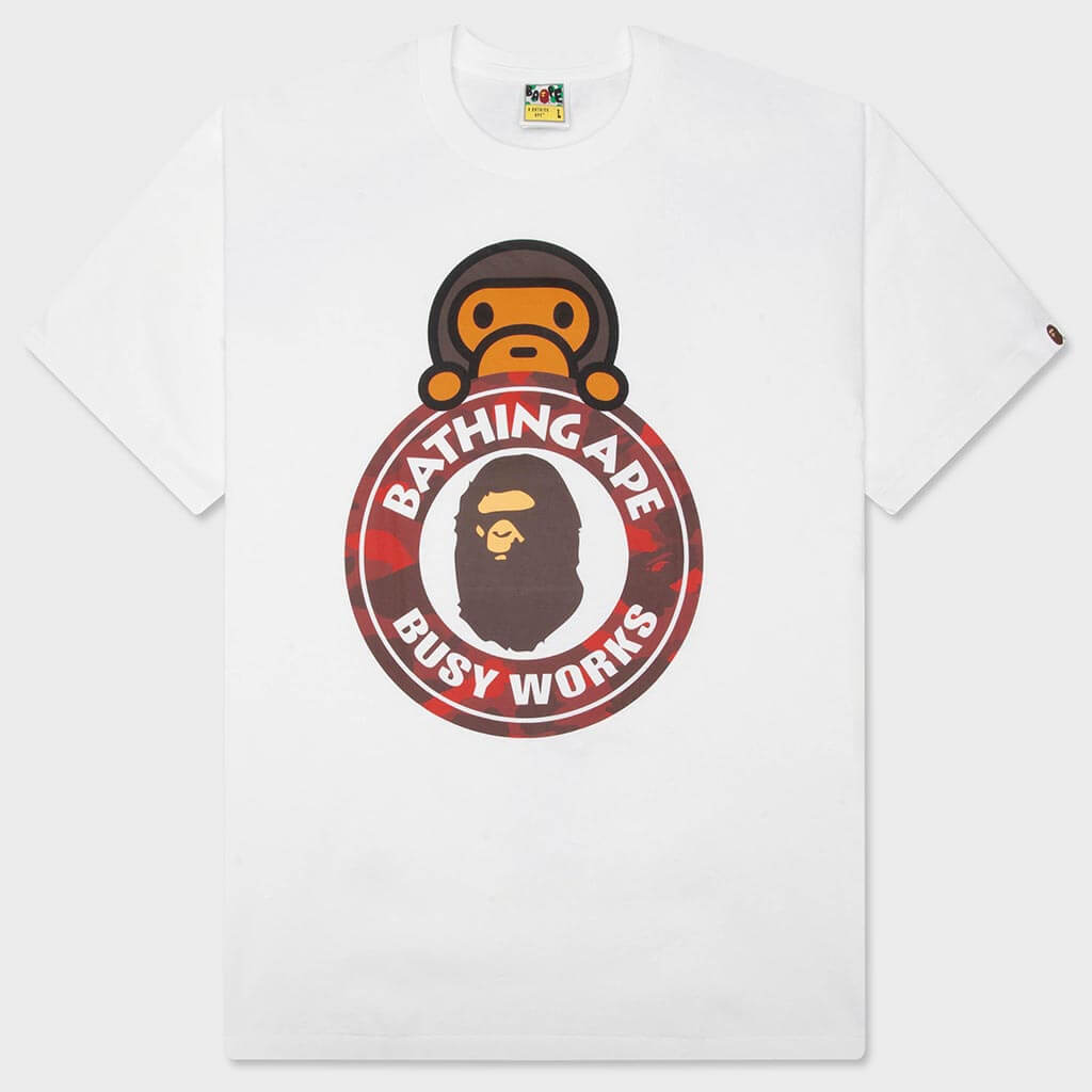 Color Camo Milo On Busy Works Tee - White/Red
