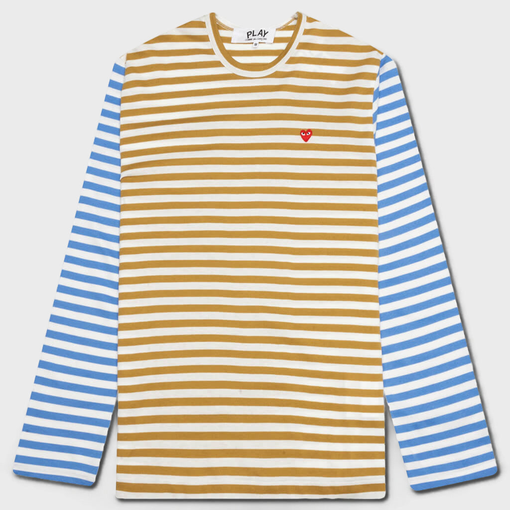 Bi-Color Stripe T-Shirt - Olive/Blue