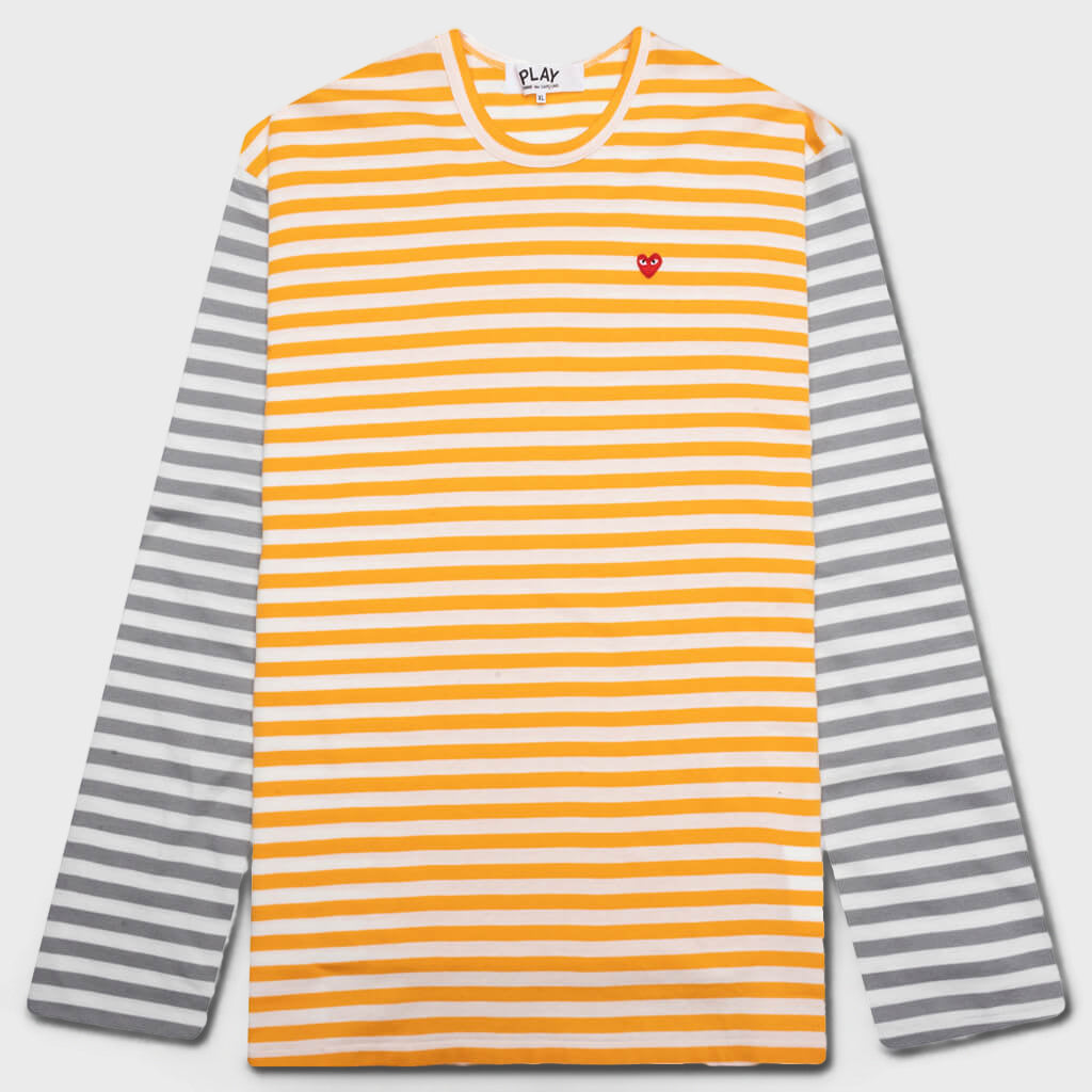 Bi-Color Stripe T-Shirt - Yellow/Grey