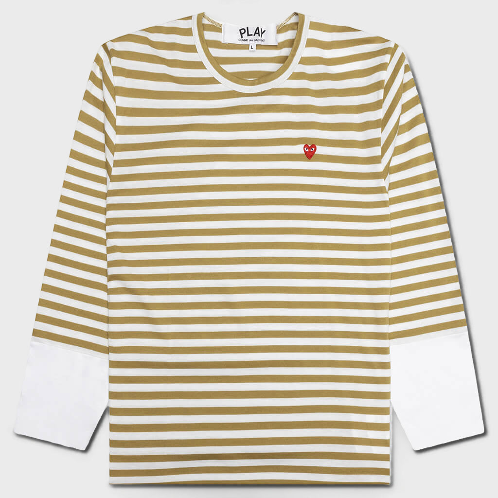 Stripe White T-Shirt - Mustard