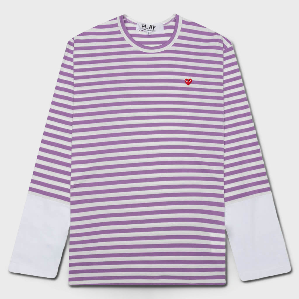 Stripe White T-Shirt - Purple