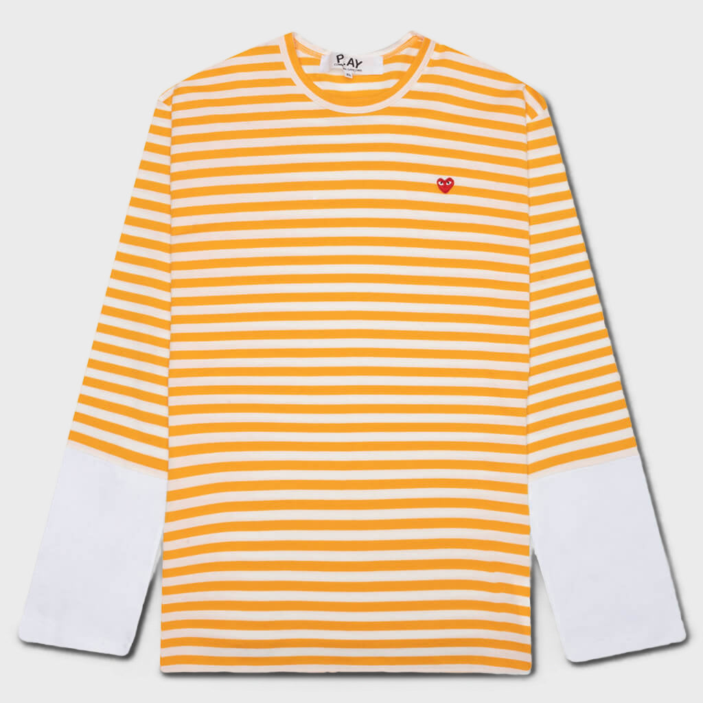 Stripe White T-Shirt - Yellow