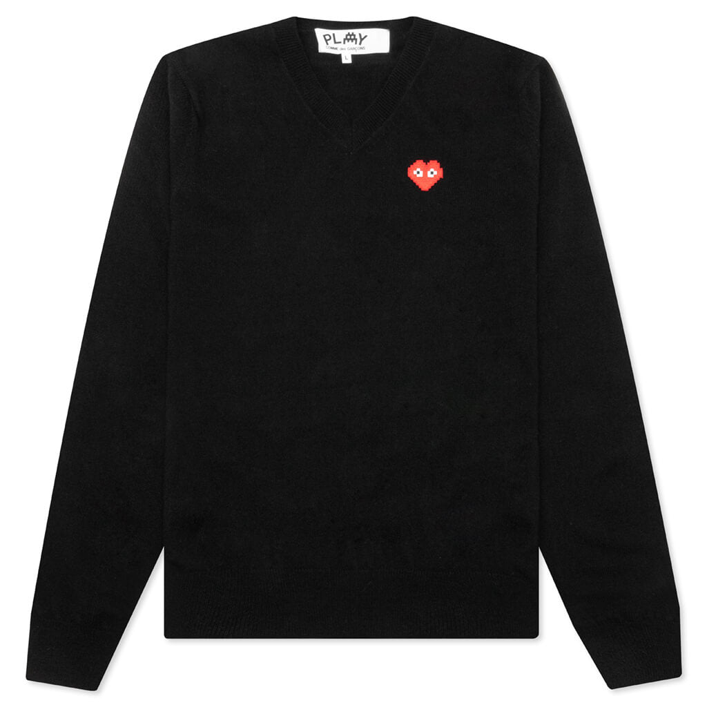 Comme des Garcons PLAY x the Artist Invader V-Neck Pullover - Black ...