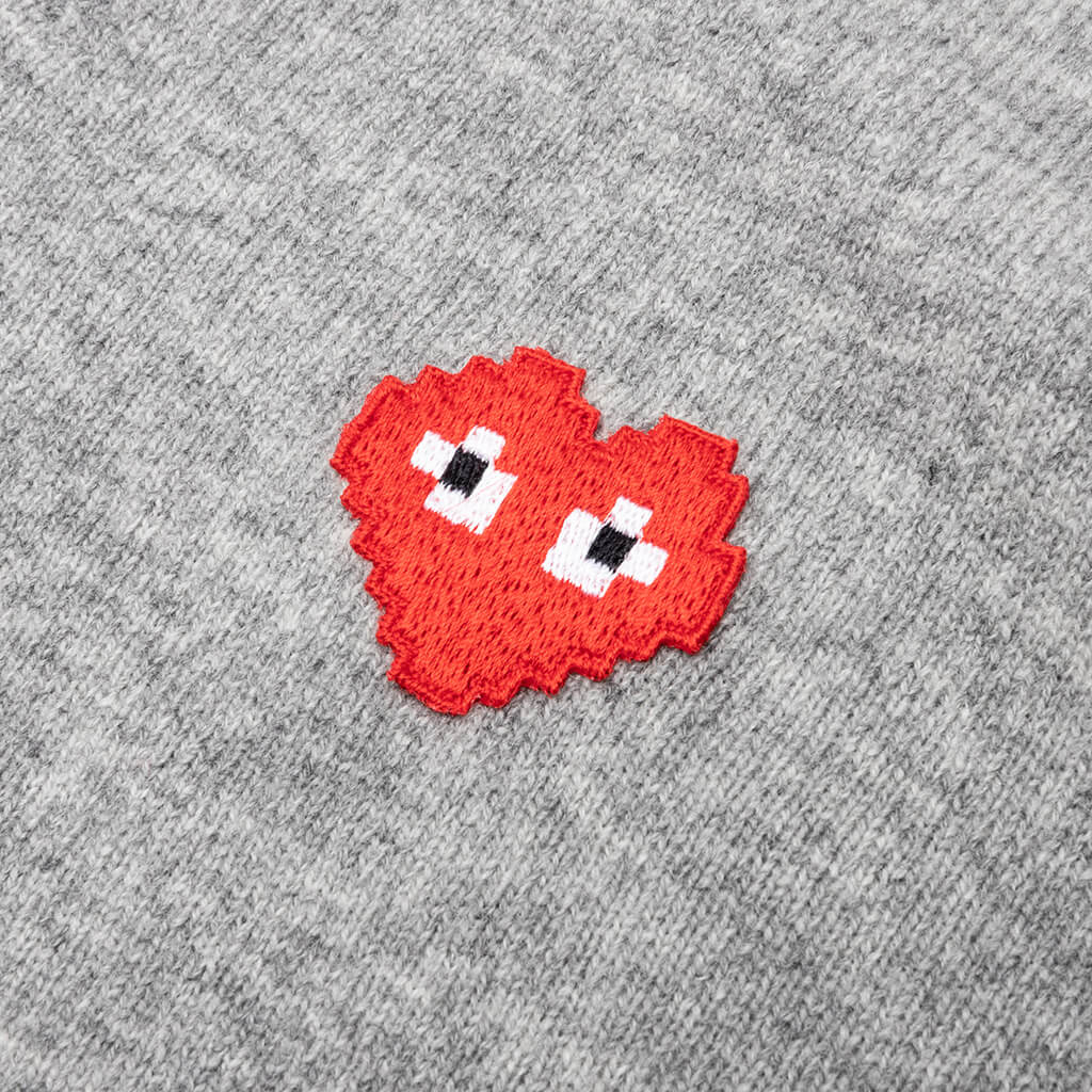 Comme des Garcons PLAY x the Artist Invader V-Neck Pullover - Top Grey ...