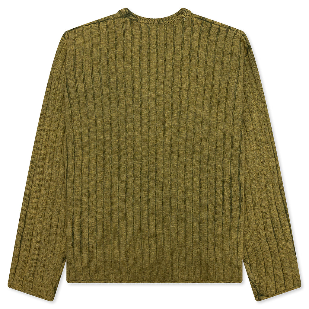 Cotton Slub Rib Crew - Green – Feature