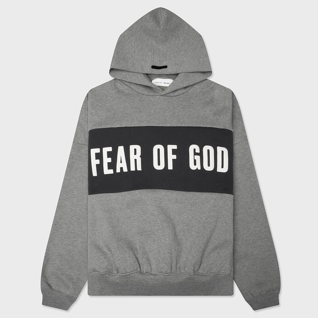 Cropped Relaxed Panelled Hoodie - Seal Heather/Iron Grey