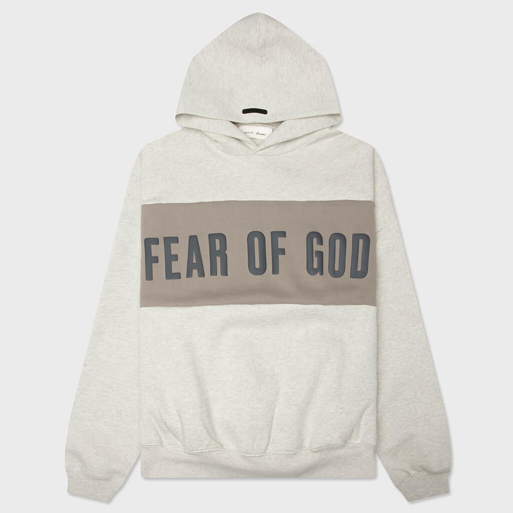 Cropped Relaxed Panelled Hoodie - Vanilla Heather/Seal