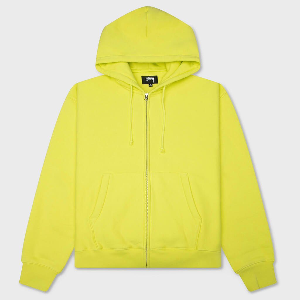 Cursive Applique Zip Hood - Lime