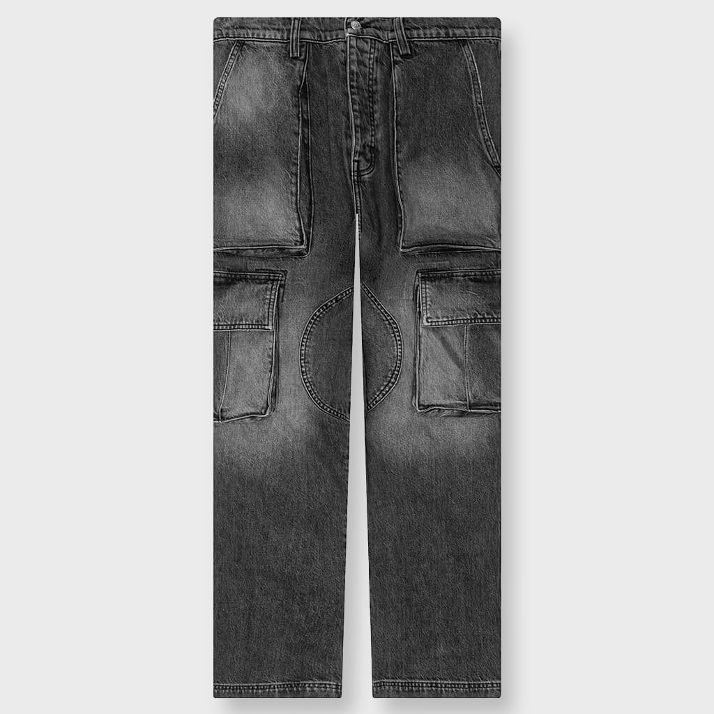 Denim Logo Cargo Pants - Brown Wash