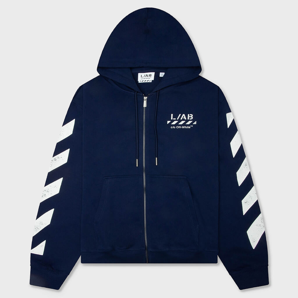 Core Diagonal Zip Hoodie - Marine
