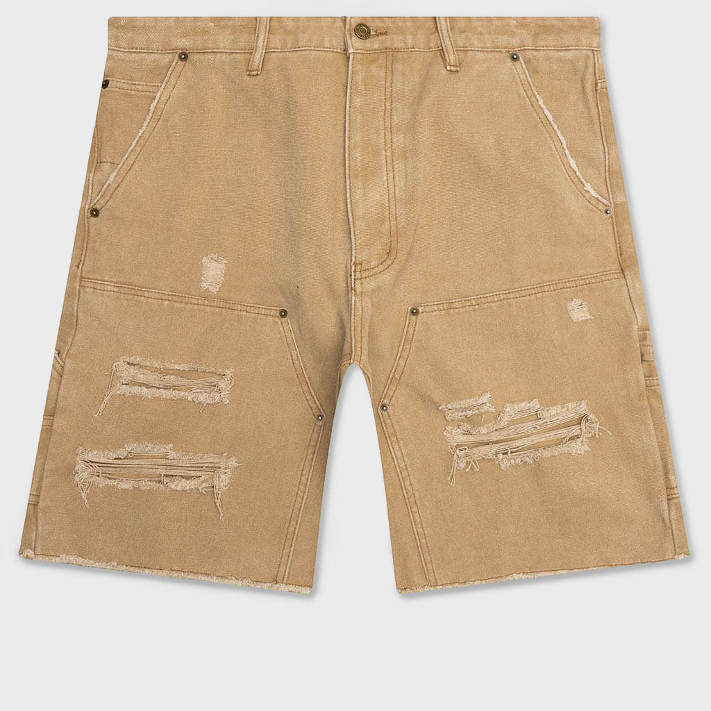 Ryan Double Knee Shorts - Washed Brown – Feature
