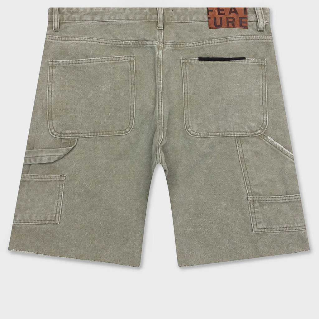 Ryan Double Knee Shorts - Washed Olive – Feature