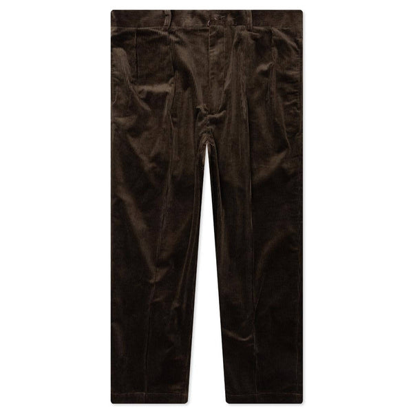 Double Pleated Corduroy Trousers - Brown