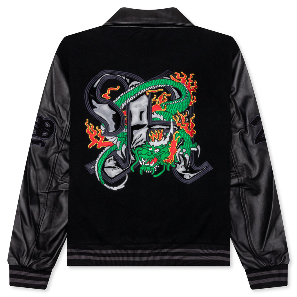 Dragon Embroidered Varsity Jacket - Black – Feature