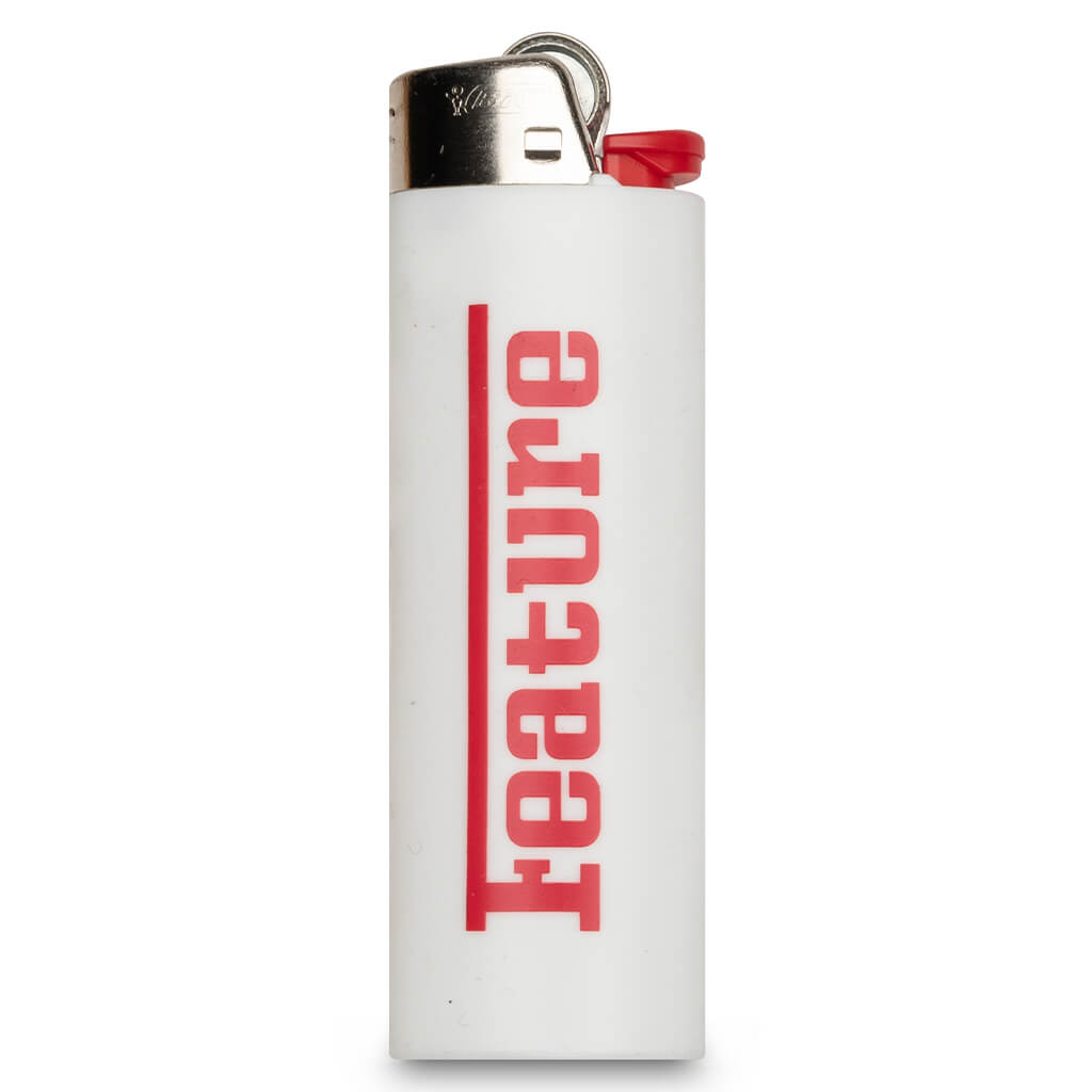 White Raffles Lighter Grand Prix Rari Lighter - White/Red – Feature