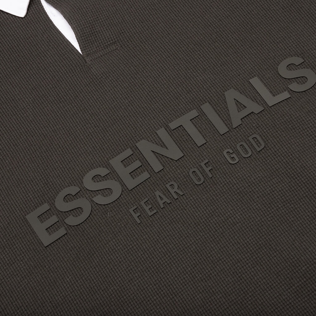 Essentials Henley Rugby Waffle Henley Rugby - Off Black – Feature