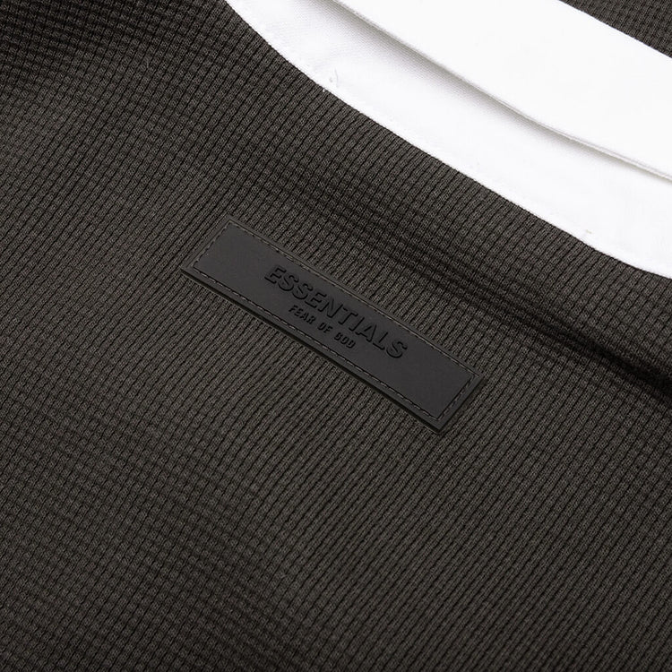 Essentials Henley Rugby Waffle Henley Rugby - Off Black – Feature