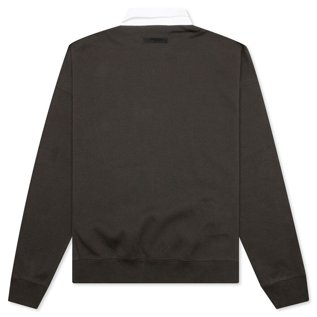 Waffle Henley Rugby - Off Black – Feature