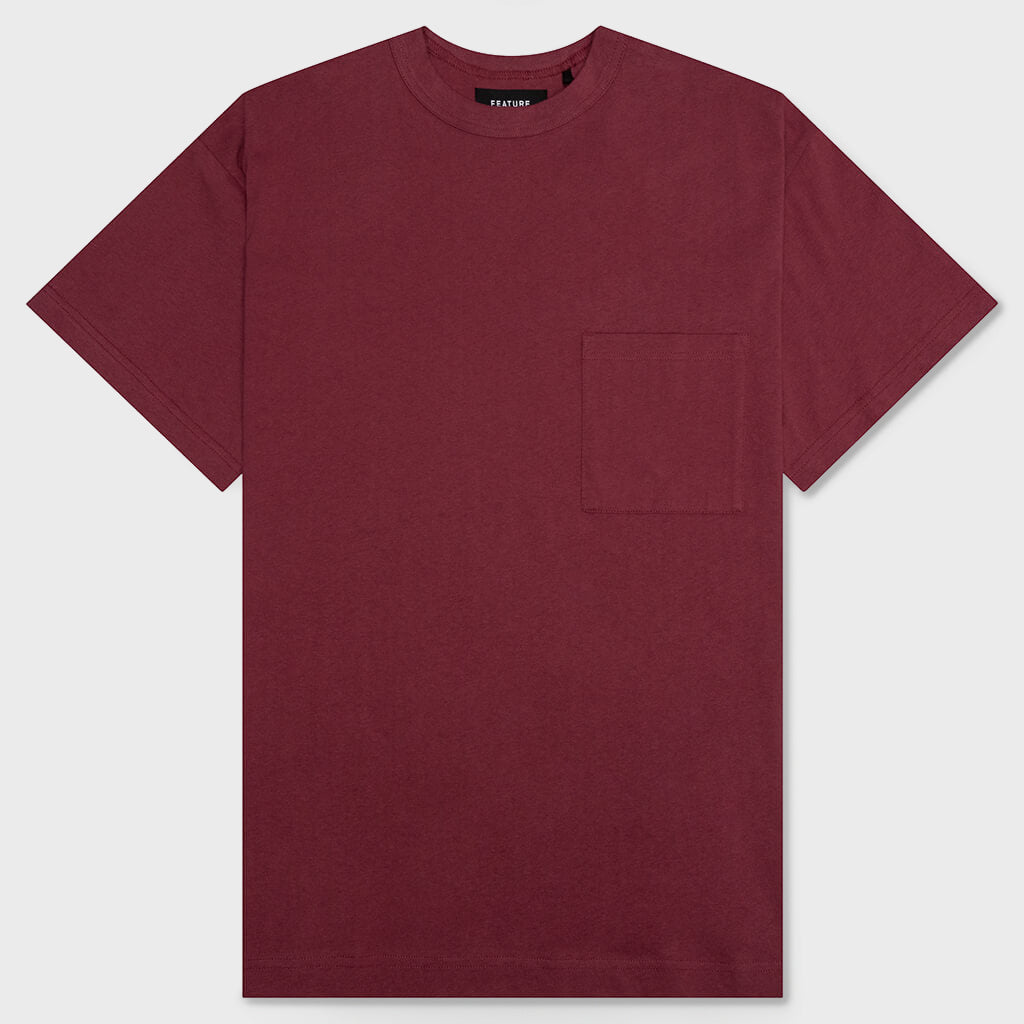 Jersey Braque Pocket Tee - Burgundy