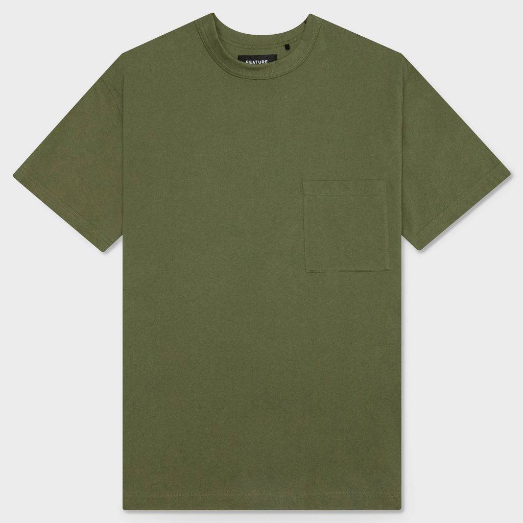 Jersey Braque Pocket Tee - Dark Olive