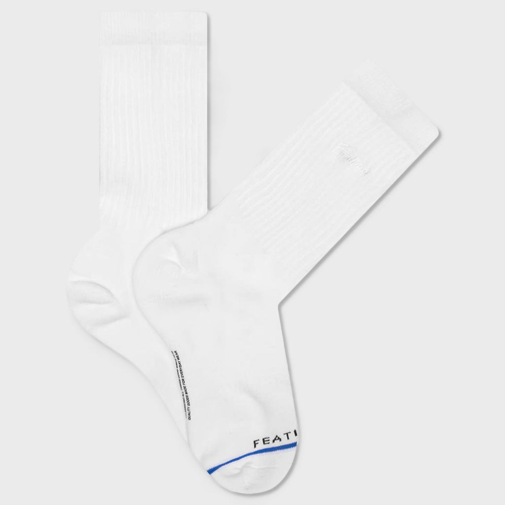 Tonal Script Crew Sock - White