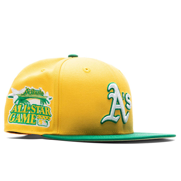 Men's New Era Gold Oakland Athletics Retro Jersey Script 59FIFTY Fitted Hat