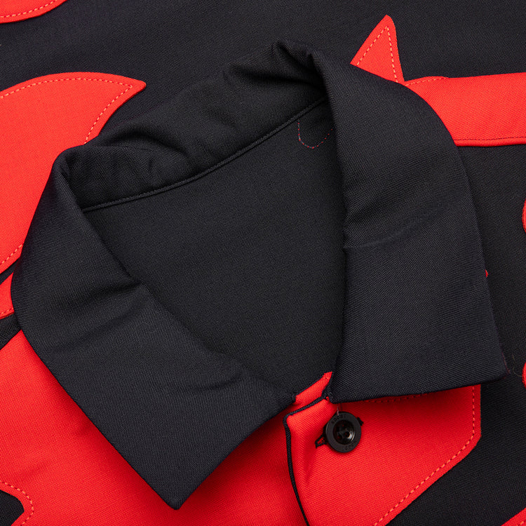 Floral Embroidered Patch Suiting Shirt - Navy/Red – Feature