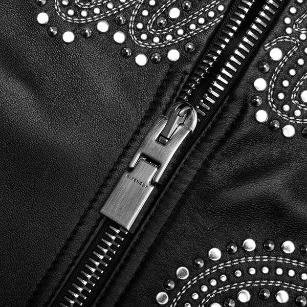 Givenchy Men's Logo-embellished Studded Leather Jacket