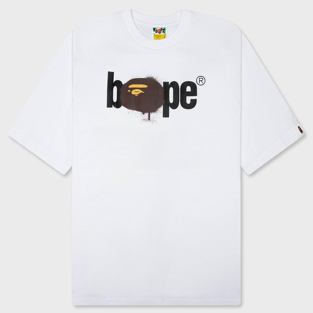 Graffiti Bape Logo Relaxed Fit Tee - White