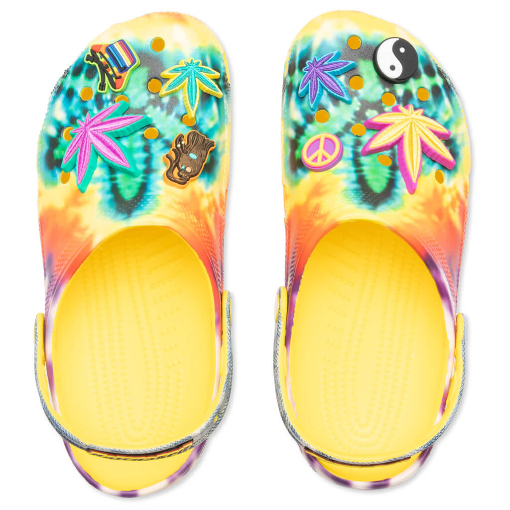 CROCS Half-Baked Classic Tie-Dye Yellow Men’s Slip-On Clog Sandals with Charms Crocs Yellow Half Baked Classic Clogs Crocs main image 2