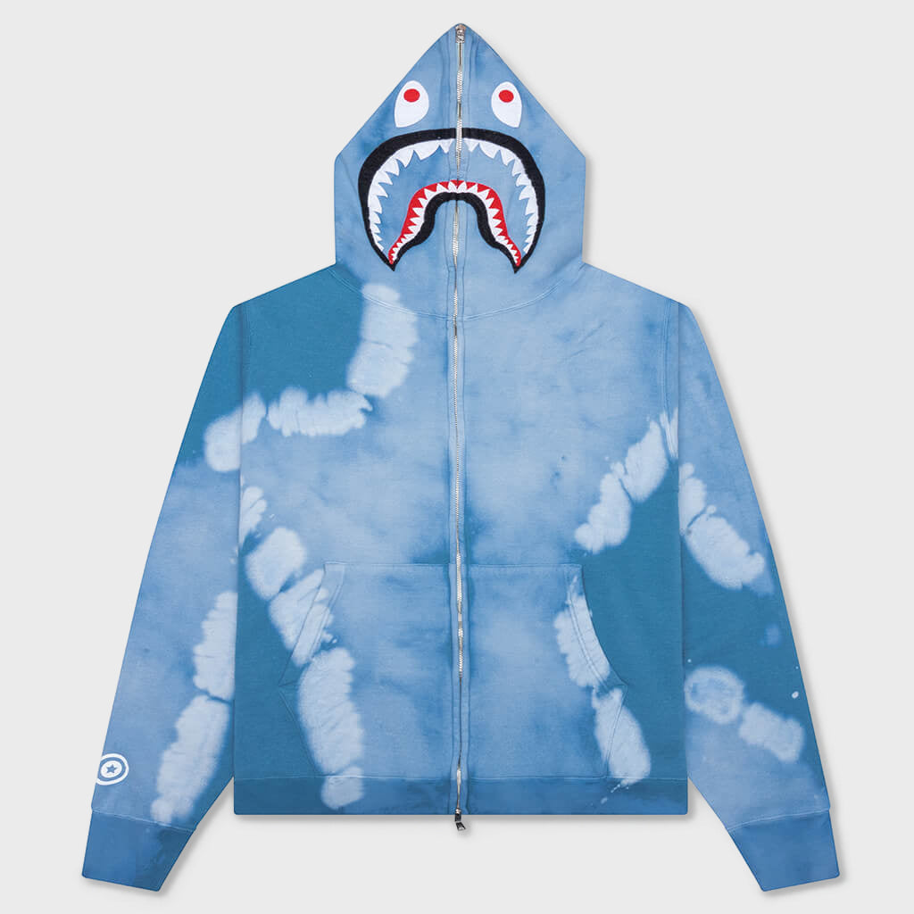 Hand Dye Shark Full Zip Hoodie - Blue