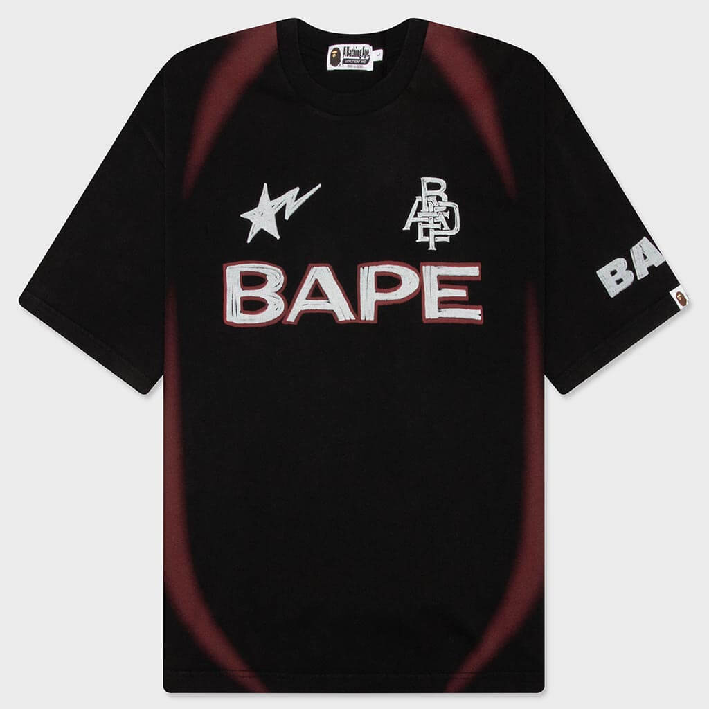 A BATHING APE ウニフォーム　XL Heavy Wash Hand Draw Football Multi Logo Relaxed Fit Tee - Black