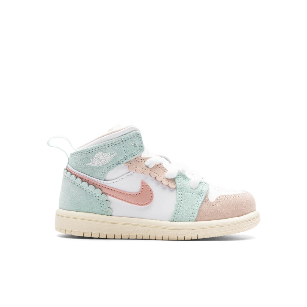 Air Jordan 1 Mid SE (TD) - White/Pink Oxford/Jade Ice – Feature