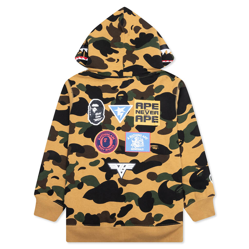 Kid's 1ST Camo Patch Print Shark Zip Hoodie - Yellow – Feature