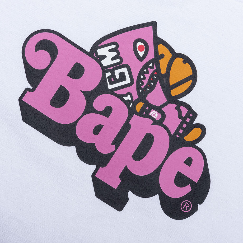 BAPE® SHARK MILO ON BAPE TEE ホワイトXS Kid's Shark Milo on Bape Tee - White/Pink – Feature