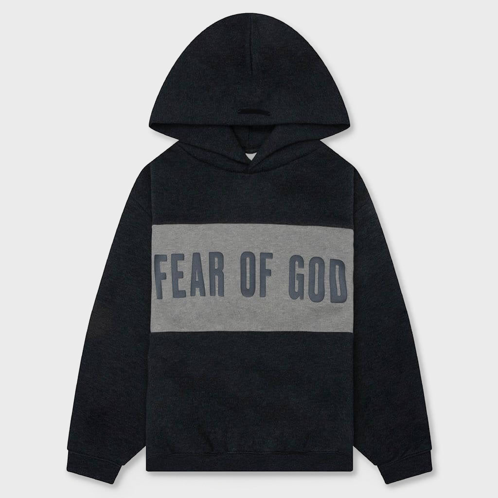 Kids Cropped Relaxed Panelled Hoodie - Iron Grey/Seal Heather
