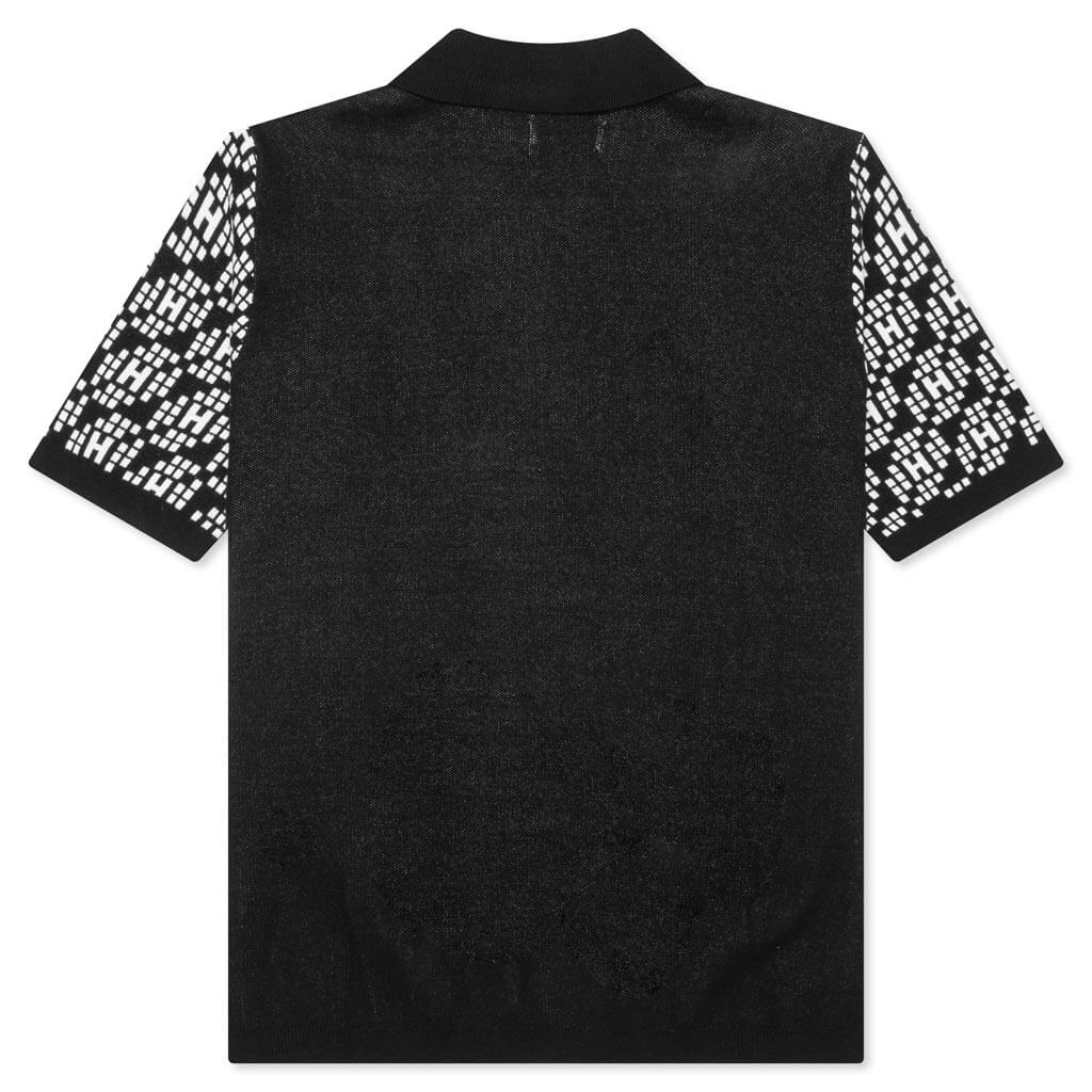 Knit H Pattern Polo - Black – Feature