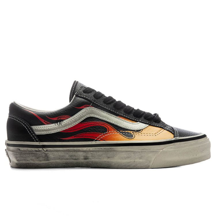 Vans Old Skool Low‎ Fire Flame Black Suede Sneakers Men\'s 7 / Women\'s 8.5 VANS Old Skool Low Logo Flame Suede Canvas Black Sneakers  main image 2