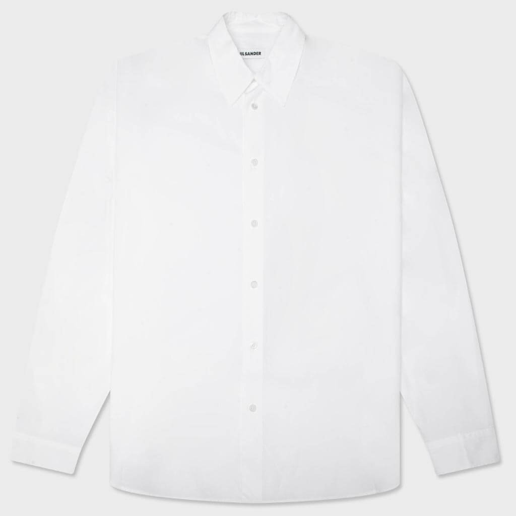 Lightweight Cotton Poplin L/S Shirt - Optic White