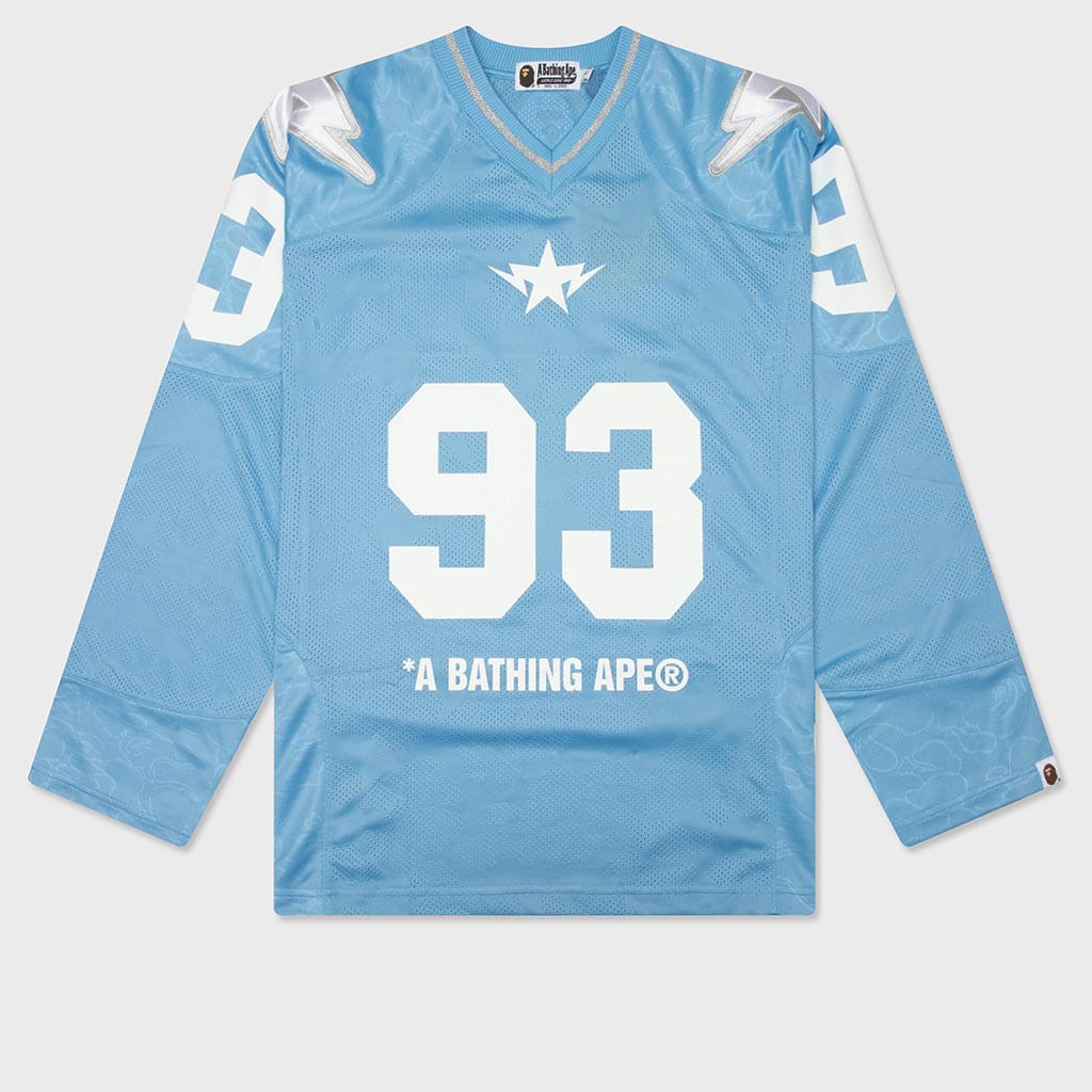 Line Camo Multi Logo Cropped Fit Football Jersey - Sax – Feature
