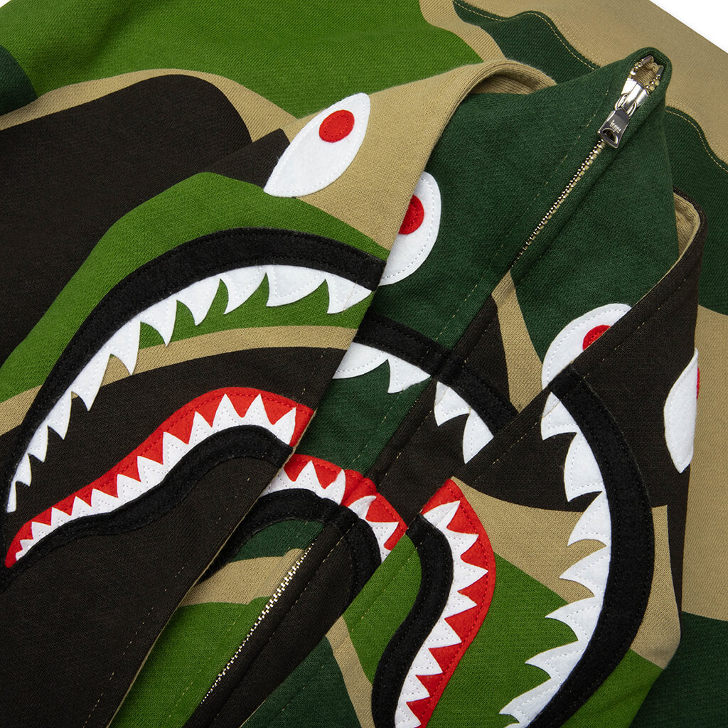 Mega ABC Camo Double Shark Relaxed Fit Full Zip Hoodie - Green