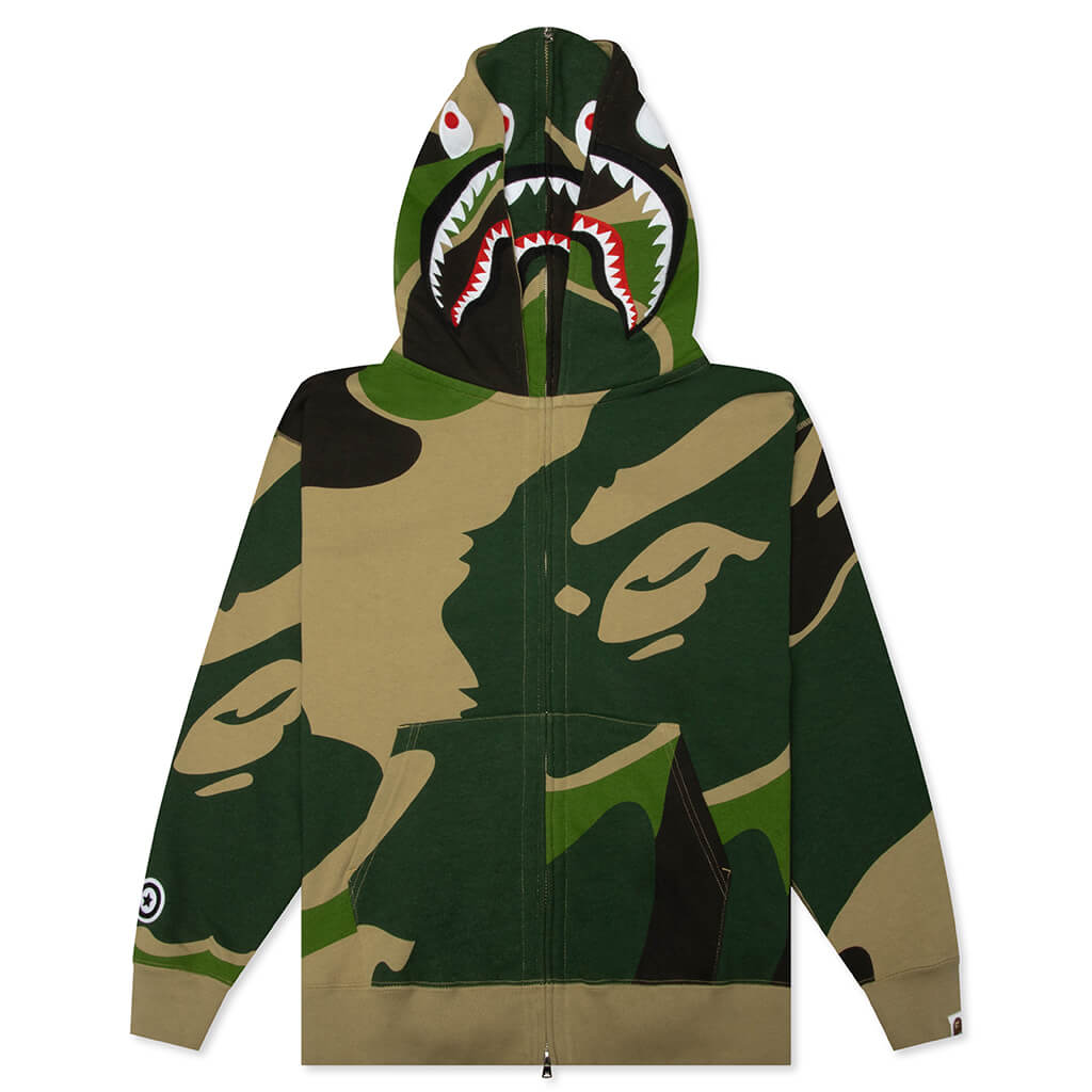 Mega ABC Camo Double Shark Relaxed Fit Full Zip Hoodie - Green