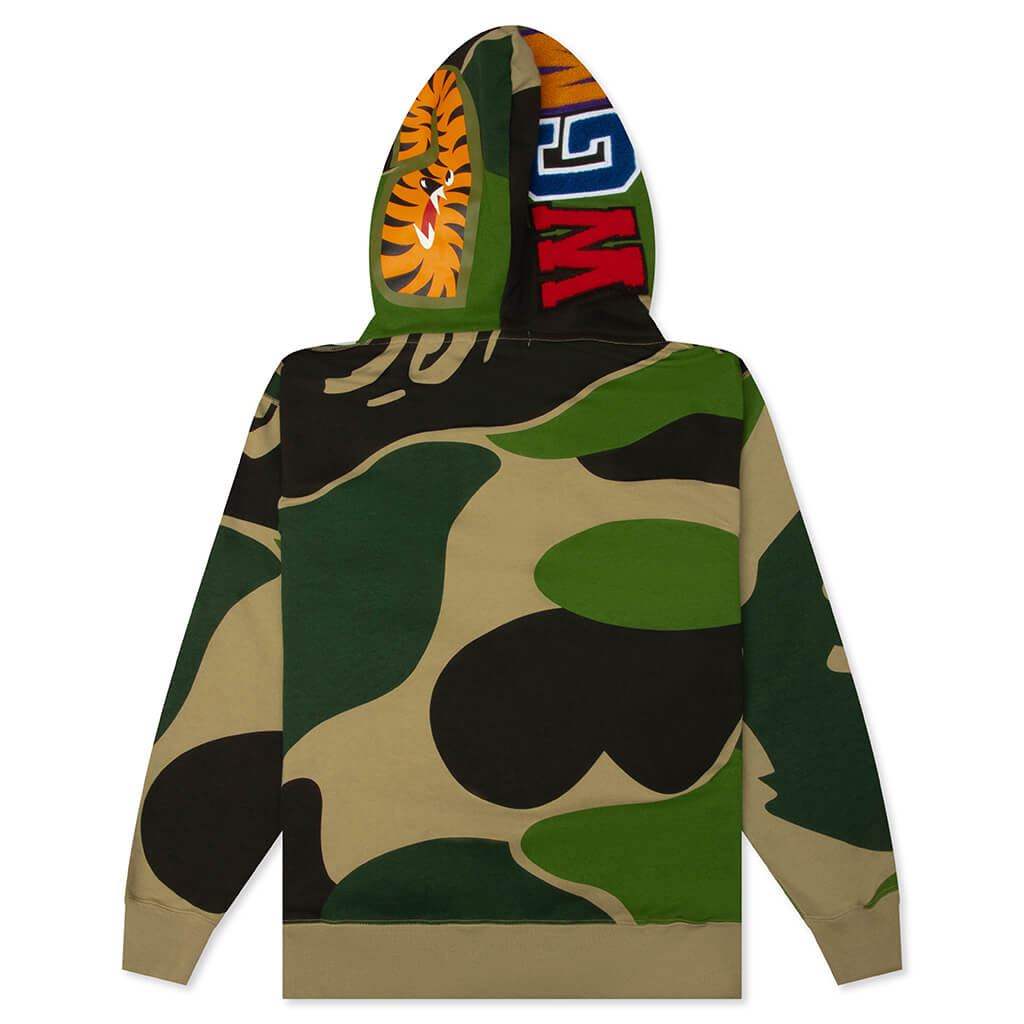 Mega ABC Camo Double Shark Relaxed Fit Full Zip Hoodie - Green