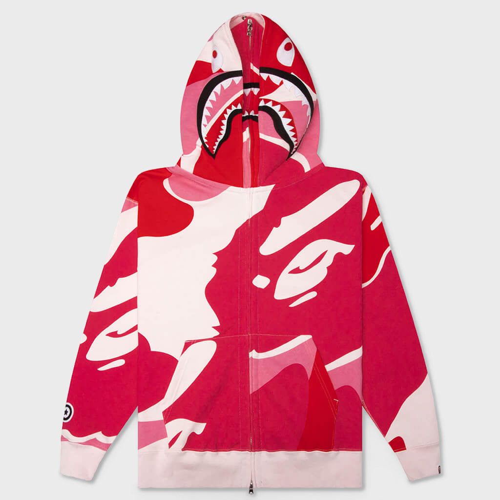 Mega ABC Camo Double Shark Relaxed Fit Full Zip Hoodie - Pink